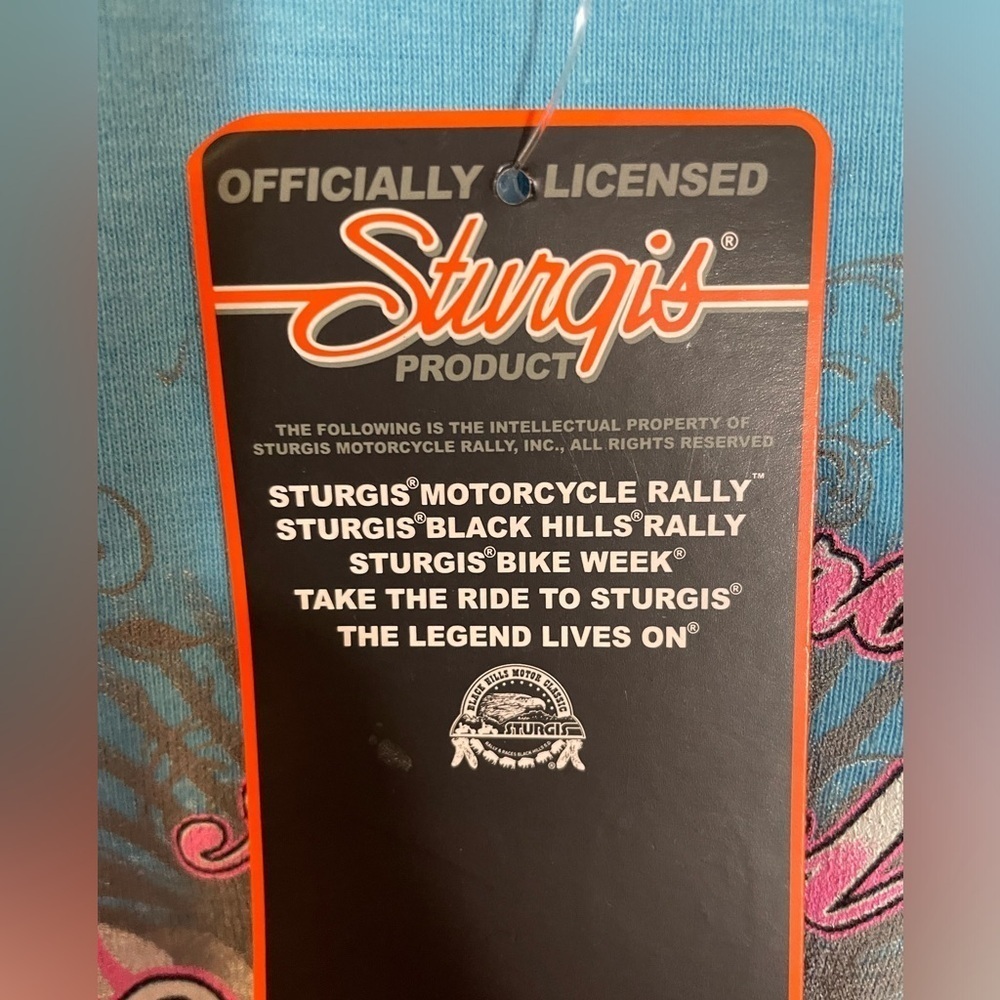 NWT Sturgis Black Hills Rally 73rd Annual Motorcycle Ride 2013 Sz Small Lt Blue - Picture 8 of 11